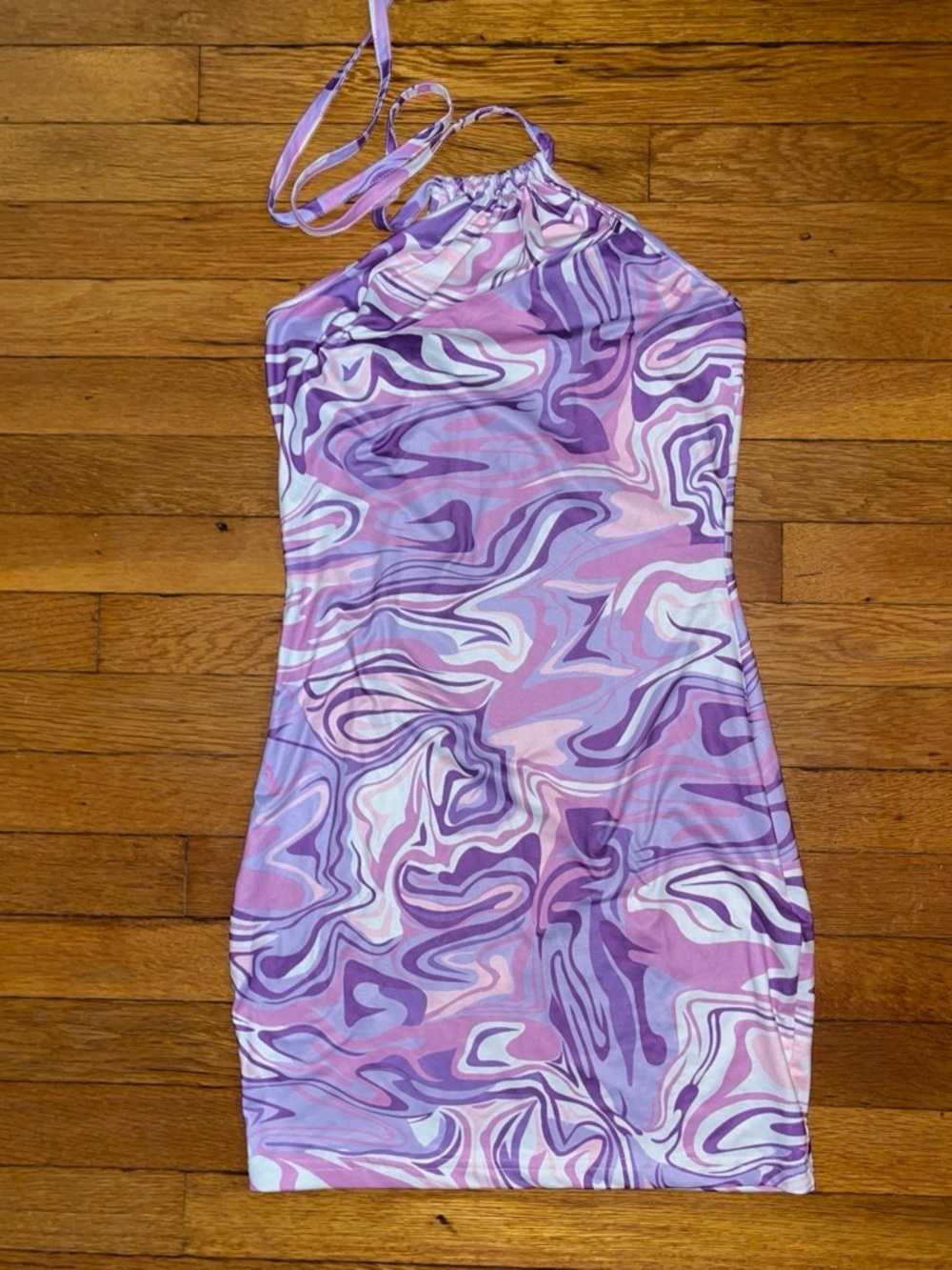 Amazon Lavender and Lilac Backless Halter Dress